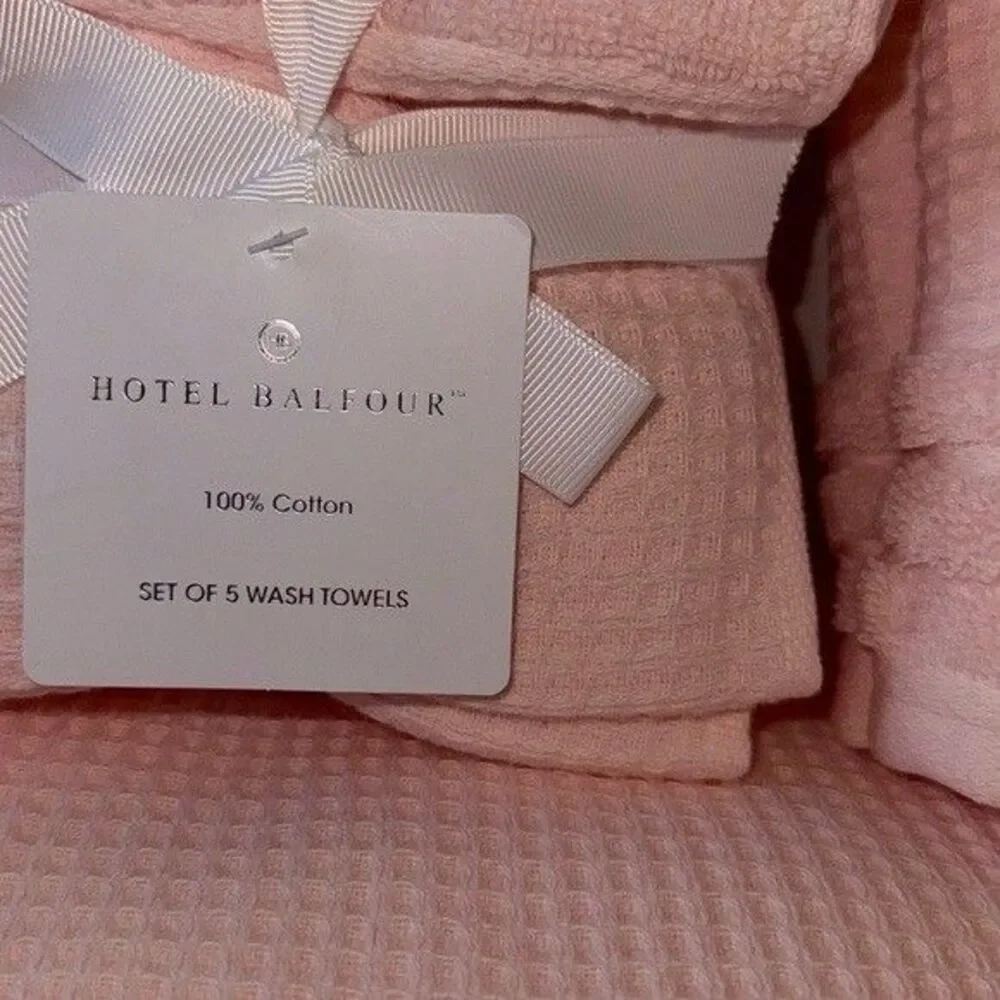 NWT Hotel Balfour 9 Piece 100% Cotton Bath Waffle Weave Towel Set Soft Pink
